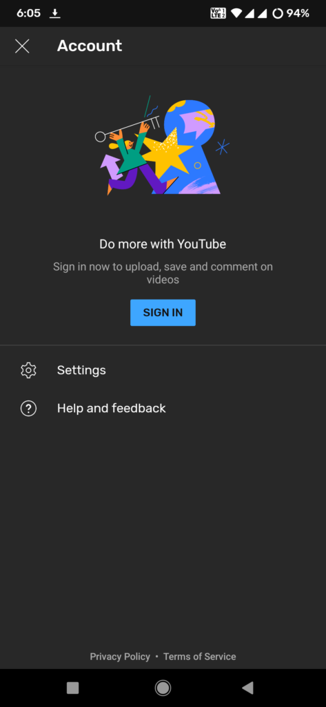 Connect YouTube Vanced with Google account