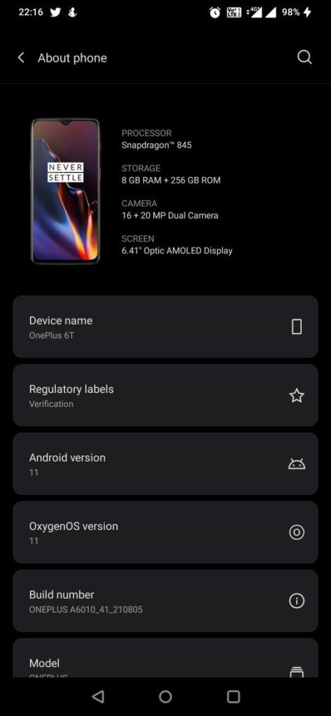 OxygenOS 11 for OnePlus 6/6T